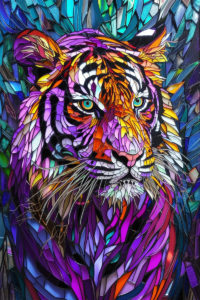glas-in-lood-tijger-kunst-moderne-mozaiek