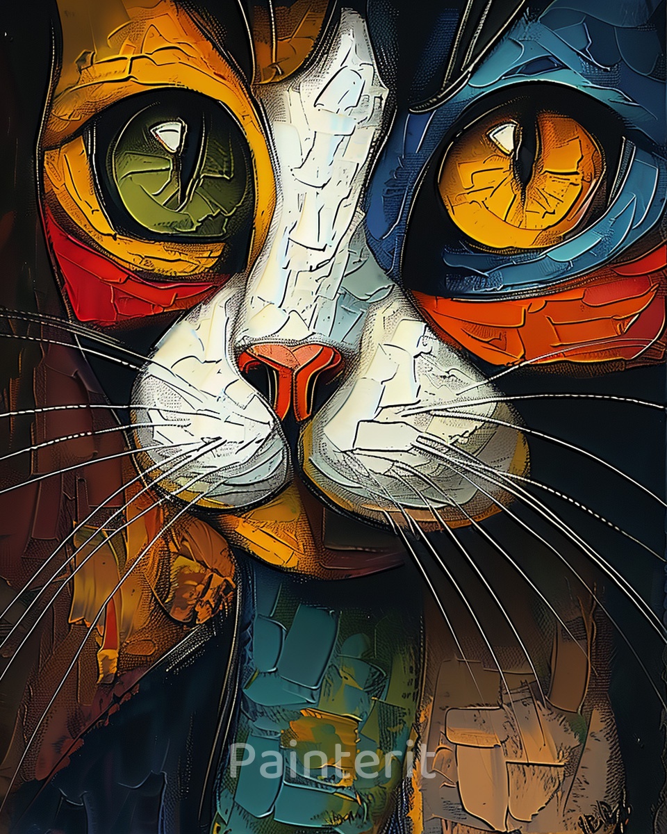 Kattenportret in de Stijl van Picasso